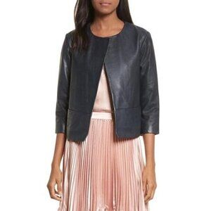 BNWT Ted Baker London Rennay Crop Sleeve Leather Jacket